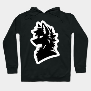 Simple Anthro Furry Wolf Silhouette Hoodie